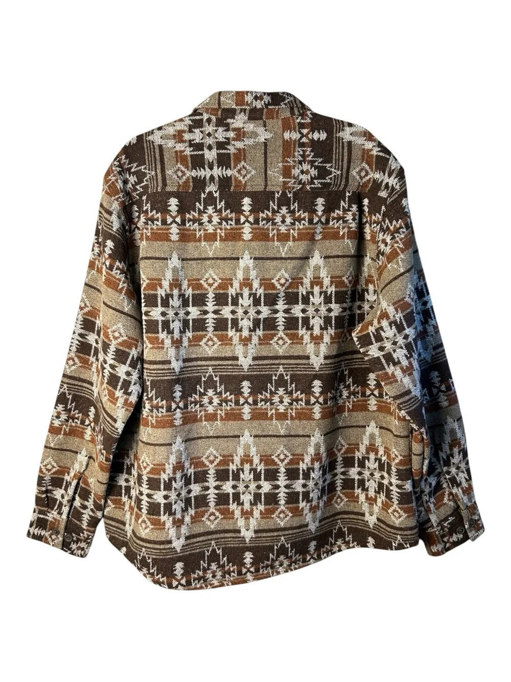 Weatherproof Men’s Brown & Tan Aztec Button-Up Shirt Jacket Size XXL NWT